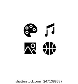 Hobbies simple glyph icon. Vector solid isolated black illustration.