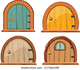 Hobbit house doors set illustration