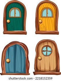 Hobbit house doors set illustration svg