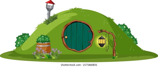 Hobbit house isolated on white background illustration svg