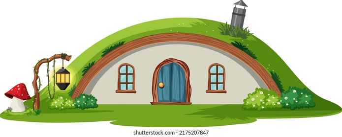 Hobbit house isolated on white background illustration