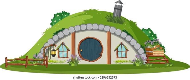 Hobbit house isolated on white background illustration