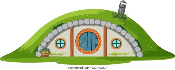 Hobbit house isolated on white background illustration