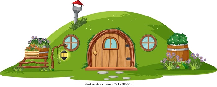 Hobbit house isolated on white background illustration svg