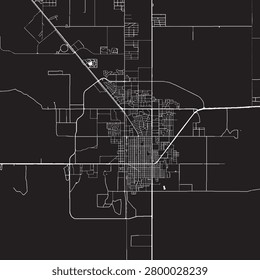 Hobbs New Mexico Vector Map, Detailed City Street Map Black and White Minimalist Line Art