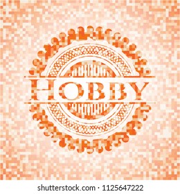 Hobby abstract orange mosaic emblem with background