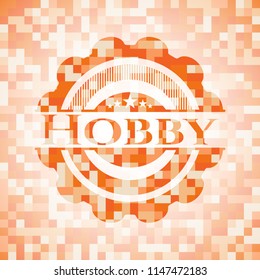 Hobby abstract orange mosaic emblem with background