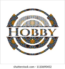 Hobby arabesque style badge. arabic decoration.