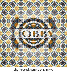 Hobby arabic badge background. Arabesque decoration.