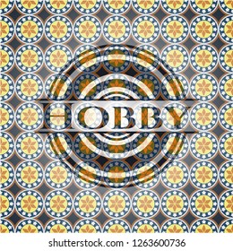 Hobby arabic emblem background. Arabesque decoration.