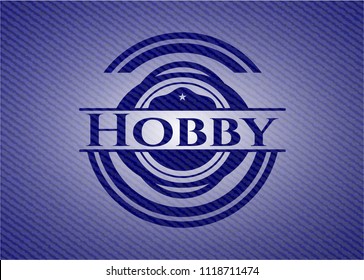 Hobby badge with denim background