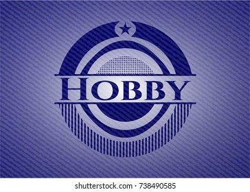 Hobby badge with denim background