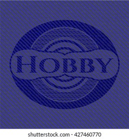 Hobby badge with denim texture