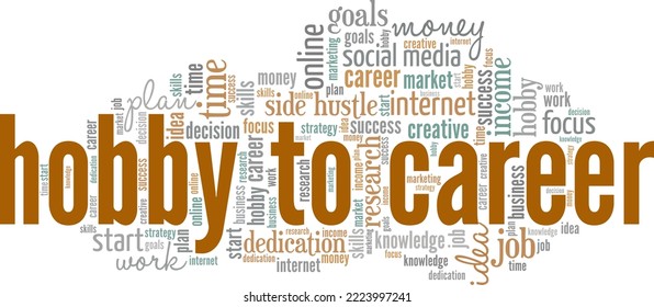 Hobby to Career word cloud conceptual design isolated on white background.