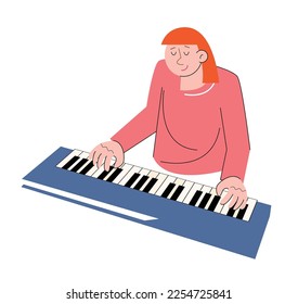 hobby character people play keyboard vector illustration