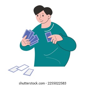 hobby character people playing cards vector illustration