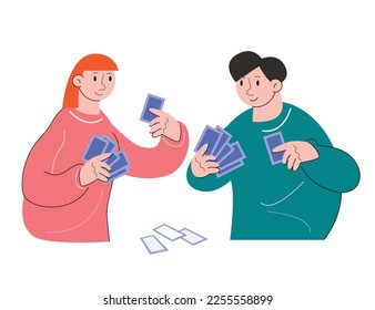 hobby character people playing cards vector illustration