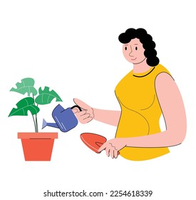 hobby character planting trees vector illustration