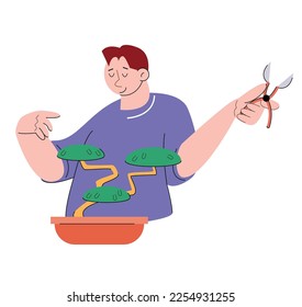 hobby character planting trees vector illustration