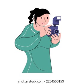 hobby character take a photo vector illustration