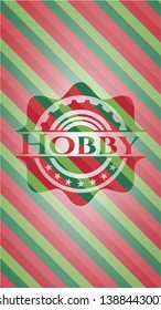 Hobby christmas colors style emblem. Vector Illustration. Detailed.