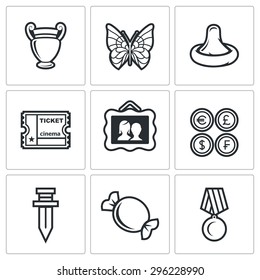 The hobby of collecting icons set. Vector Illustration.
Isolated Flat Icons collection on a white background for design