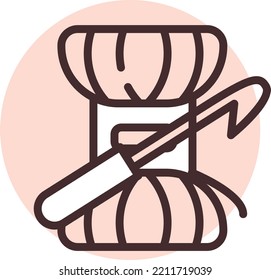 Hobby crocheting, illustration, vector on white background.
