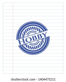 Hobby drawn with pen. Blue ink. Vector Illustration. Detailed.