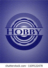 Hobby emblem with jean background