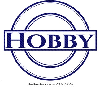 Hobby emblem with jean background