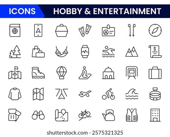 Hobby and Entertainment linear icon collection. Hobby, and Entertainment icons. Thin line icons collection. Vector illustration