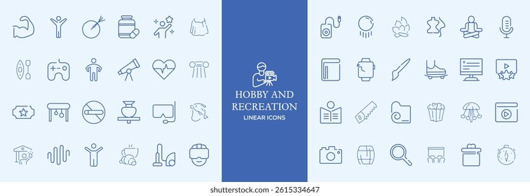 Hobby and Entertainment linear icon collection. Hobby, and Entertainment icons. Thin line icons collection. Vector illustration