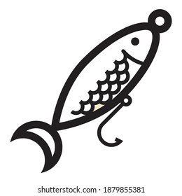 Hobby Fishing Hook Bait Flat Icon Isolated On White Background