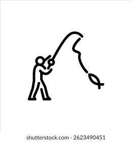 hobby fishing outline icon. figure fishing line art illustration.