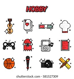 Hobby flat icons set