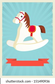 Hobby horse background in retro style