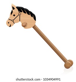 Hobby horse. Childs wooden riding toy animal - isolated vector illustration on white background.