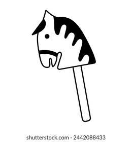 Hobby horse icon - hand drawn black and white vector illustration.