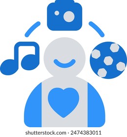 Icono de pasatiempo azul gris diseño de Vector