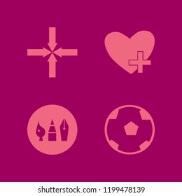 hobby icon. hobby vector icons set arrows center, drawing painting tools, favorites and soccer ball