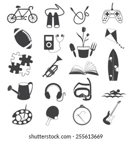 Hobby Icons Isolated on White Background
