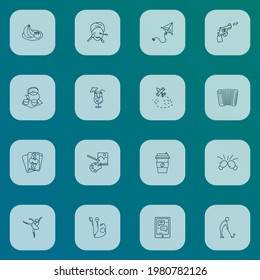 Hobby icons line style set with painting, cocktail, aeromodeling and other communication elements. Isolated vector illustration hobby icons.