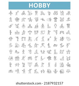 Hobby icons, line symbols, web signs, vector set, isolated illustration