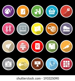 Hobby icons with long shadow, stock vector