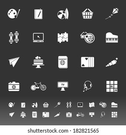Hobby icons on gray background, stock vector
