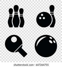 Hobby icons set. set of 4 hobby filled icons such as bowling, table tennis