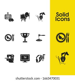 Hobby icons set with pasta, making toy and painting elements. Set of hobby icons and spaghetti concept. Editable vector elements for logo app UI design.