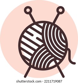 Hobby knitting, illustration, vector on white background.