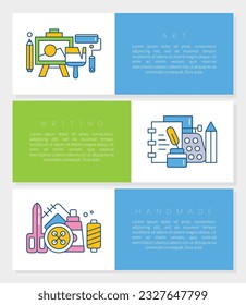 Hobby Landing Page with Art, Writing, and Handmade Activity Vector Template