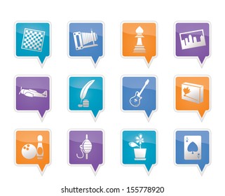 Hobby, Leisure and Holiday Icons - Vector Icon Set